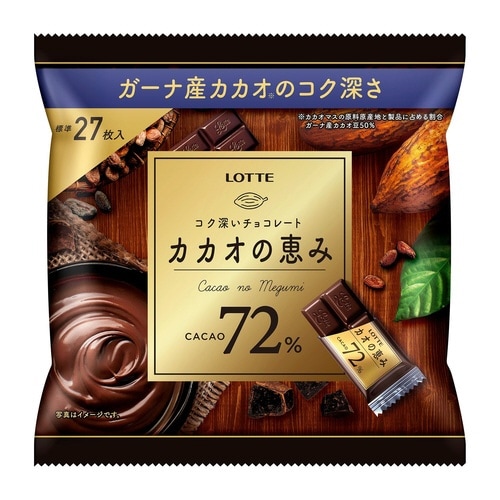 ☆カカオ商品☆よろしければご購入お待ちしております♪ ロッテ カカオの恵み72％シェアP124g 228294X3 1