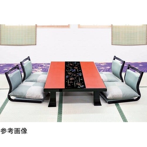 座卓 朱乾漆帯黒鏡面花筏沈金