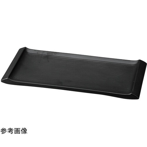 メラミン 両渕高筋目長角皿 黒マット