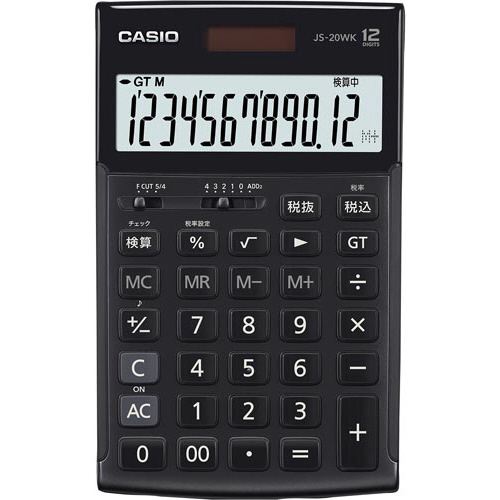 カシオ 電卓本格実務ジャスト型 JS-20WK-MBK-N|カウネット