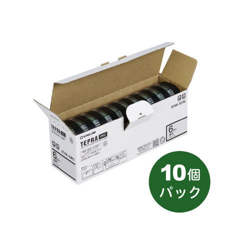 2極タイプ キングジム テプラ PROテープ エコ 透明6mm黒文字20個