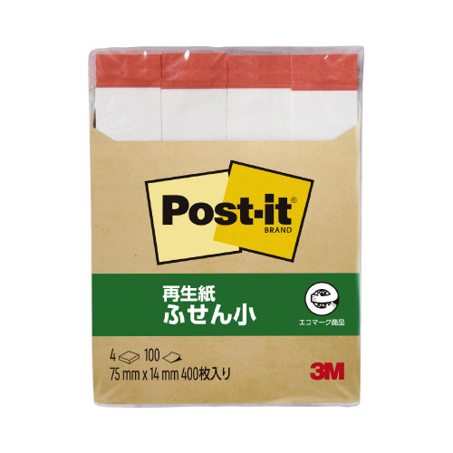 スリーエム ジャパン ポストイット ふせん ７５×１４ 赤帯 ４冊