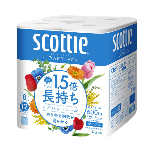 日本製紙クレシア スコッティフラワーパック １．５倍巻 シングル