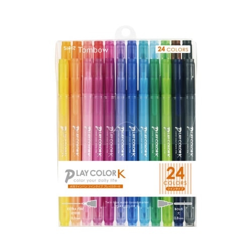 トンボ鉛筆 水性サインペンプレイカラーK 24色セット インク色24