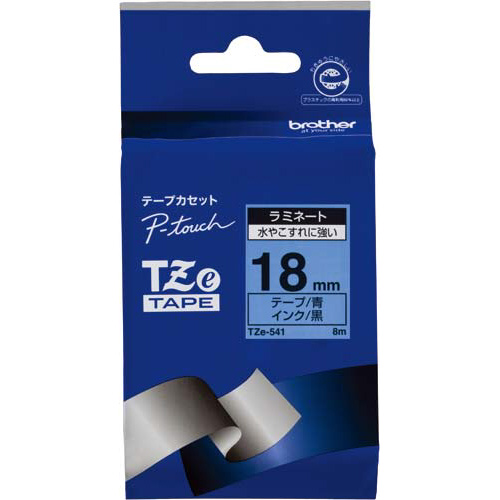 ブラザー ピータッチ ラミネート青色テープ１８ｍｍ黒文字×５ ＴＺｅ