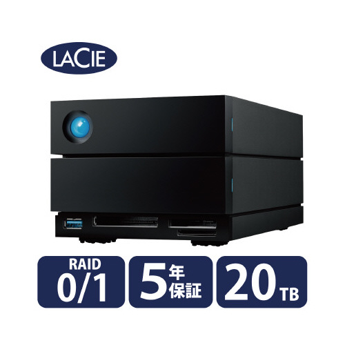 エレコム ＬａＣｉｅ　外付け　ＨＤＤ　２０ＴＢ　２ｂｉｇ　Ｄｏｃｋ　Ｔｈｕｎｄｅｒｂｏｌｔ３×２　ＵＳＢ３．２　ＵＳＢ　Ａ×１　５年保証　冷却ファン付  【7078-6149】