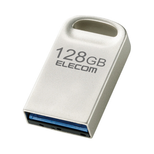 エレコム ＵＳＢメモリ　１２８ＧＢ　ＵＳＢ３．２（Ｇｅｎ１）／３．１（Ｇｅｎ１）／３．０／２．０　ＵＳＢ　Ａ　超小型　読込最大２００ＭＢ／ｓ　シルバー  【7309-4203】