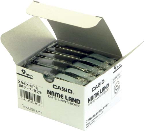 カシオ ネームランド 透明テープ ９ｍｍ 黒文字 １０個入 ＸＲ－９Ｘ