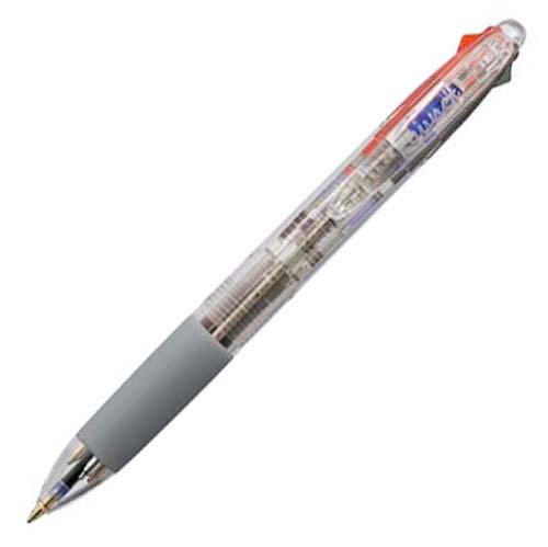カウネット ボールペン３色＋シャープ　０．７ｍｍ　透明　インク色３色：黒・赤・青／軸色シルバー　３色＋シャープペン　１セット（５本入）　 ４１５７－８９１９×５　３色ボールペン＋シャープペン 【4159-3813】