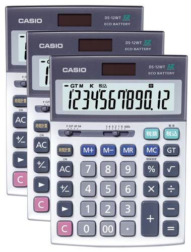 カシオ 電卓 本格実務 デスク型 ＤＳ－１２ＷＴ－Ｎ×３ 業務用｜カウネット