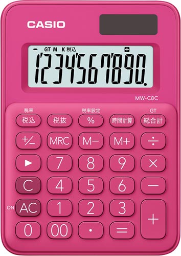 カシオ カラフル電卓ｍｗ ｃ８ｃ ｒｄ ｎ ビビッドピンク カウネット