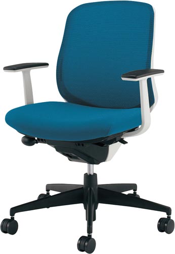 オフィスチェア シロッコ ホワイトフレームシェル T型肘 ナイロンキャスター