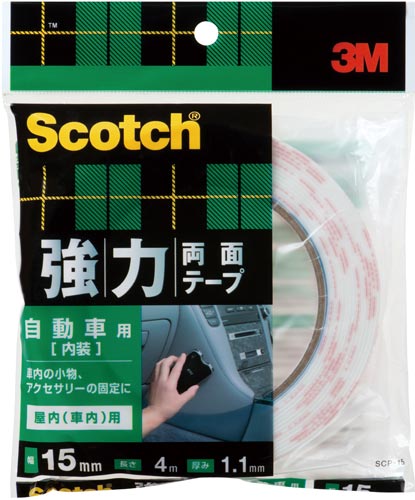 スリーエム ジャパン 強力 両面テープ 自動車内装用 １５ｍｍ幅 １巻 カウネット