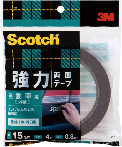 スリーエム ジャパン 強力 両面テープ 自動車外装用 １５ｍｍ幅 １巻 カウネット