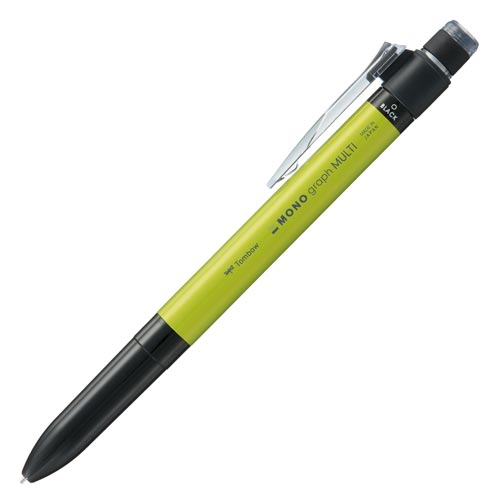 トンボ鉛筆 多機能ペン ２＆１＋消しゴム ＭＯＮＯ ライム インク色黒
