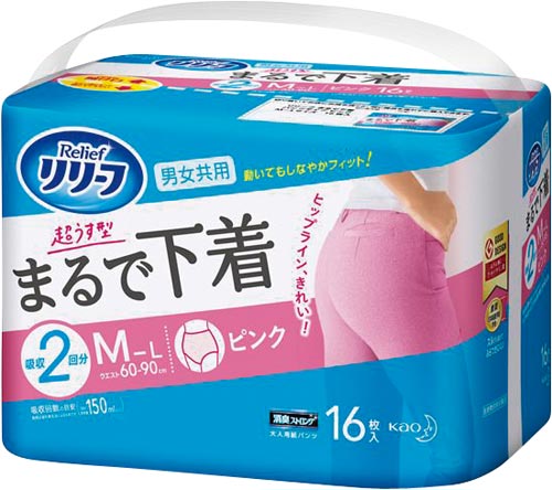 花王 リリーフ パンツタイプ まるで下着 ２回分 ピンク Ｍ１６枚×４ ３２９８１３×４ おむつ（パンツタイプ） １梱（１６枚入×４）｜カウネット