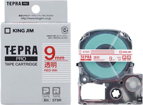 キングジム テプラ ｐｒｏテープ 透明ラベル ９ｍｍ 赤文字 ｓｔ９ｒ カウネット
