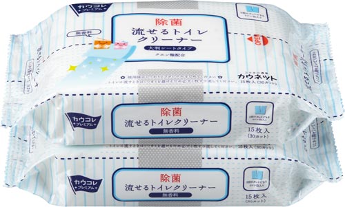 カウネット 流せるトイレクリーナー大判タイプ無香料１５枚２ｐ カウネット
