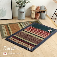 Fラルフ 国産 い草マット玄関マット 袋織 デニム カーキ 約70×120cm 1枚【メーカー直送/軒先もしくは車上渡し】