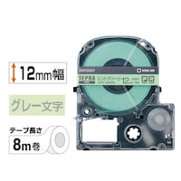 SW12GH「テプラ」PROテープカートリッジ TEPRAカラーラベル・ソフト ミントグリーン・グレー文字12mm幅8m巻 SW12GH テプラ(キングジム)用 ラベルテープ/シール 1個