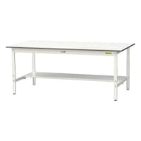 【軽量作業台150シリーズ】高さ調整固定式/半面棚板付き