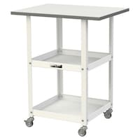軽量作業台/天板付き150ワゴン 耐荷重50kg 移動式 ワークテーブル150シリーズ 天板:幅600×奥行450×高さ738mm 棚板:幅400×奥行400mm HTC−6045W ホワイト 1台