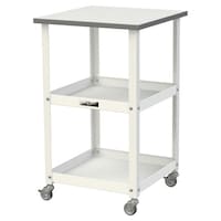 軽量作業台/天板付き150ワゴン 耐荷重50kg 移動式 ワークテーブル150シリーズ 天板:幅450×奥行450×高さ738mm 棚板:幅400×奥行400mm HTC−4545W ホワイト 1台