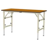 軽量作業台/耐荷重150kg 折りたたみ高さ調整式 ポリエステル天板 ワークテーブル 幅1200×奥行600×高さ600から900mm STPA−1260−MI 天板木目柄×脚アイボリー 1台