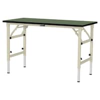 軽量作業台/耐荷重150kg 折りたたみ高さ調整式 塩ビシート天板 ワークテーブル 幅1200×奥行600×高さ600から900mm STRA−1260−GI 天板グリーン×脚アイボリー 1台