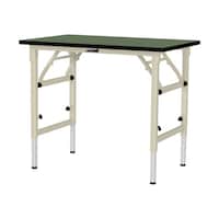 軽量作業台/耐荷重150kg 折りたたみ高さ調整式 塩ビシート天板 ワークテーブル 幅900×奥行600×高さ600から900mm STRA−960−GI 天板グリーン×脚アイボリー 1台