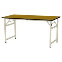 軽量作業台/耐荷重200kg 折りたたみ固定式 ポリエステル天板 ワークテーブル 幅1500×奥行750×高さ740mm STP−1575−MI 天板木目柄×脚アイボリー 1台