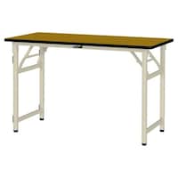 軽量作業台/耐荷重200kg 折りたたみ固定式 ポリエステル天板 ワークテーブル 幅1200×奥行600×高さ740mm STP−1260−MI 天板木目柄×脚アイボリー 1台