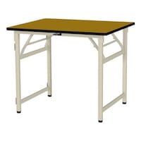 軽量作業台/耐荷重200kg 折りたたみ固定式 ポリエステル天板 ワークテーブル 幅900×奥行750×高さ740mm STP−975−MI 天板木目柄×脚アイボリー 1台