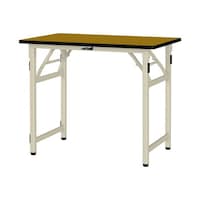 軽量作業台/耐荷重200kg 折りたたみ固定式 ポリエステル天板 ワークテーブル 幅900×奥行600×高さ740mm STP−960−MI 天板木目柄×脚アイボリー 1台