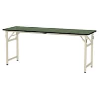 軽量作業台/耐荷重200kg 折りたたみ固定式 塩ビシート天板 ワークテーブル 幅1800×奥行600×高さ740mm STR−1860−GI 天板グリーン×脚アイボリー 1台