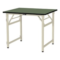 軽量作業台/耐荷重200kg 折りたたみ固定式 塩ビシート天板 ワークテーブル 幅900×奥行750×高さ740mm STR−975−GI 天板グリーン×脚アイボリー 1台