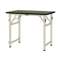軽量作業台/耐荷重200kg 折りたたみ固定式 塩ビシート天板 ワークテーブル 幅900×奥行600×高さ740mm STR−960−GI 天板グリーン×脚アイボリー 1台