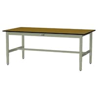 軽量作業台/耐荷重200kg 高さ調整固定式 ポリエステル天板 ワークテーブル300シリーズ 幅1800×奥行900×高さ600から900mm SWPA−1890−MG 天板木目柄×脚グリーン 1台
