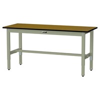 軽量作業台/耐荷重200kg 高さ調整固定式 ポリエステル天板 ワークテーブル300シリーズ 幅1500×奥行600×高さ600から900mm SWPA−1560−MG 天板木目柄×脚グリーン 1台