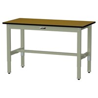 軽量作業台/耐荷重200kg 高さ調整固定式 ポリエステル天板 ワークテーブル300シリーズ 幅1200×奥行600×高さ600から900mm SWPA−1260−MG 天板木目柄×脚グリーン 1台