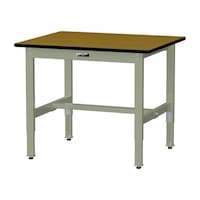 軽量作業台/耐荷重200kg 高さ調整固定式 ポリエステル天板 ワークテーブル300シリーズ 幅900×奥行750×高さ600から900mm SWPA−975−MG 天板木目柄×脚グリーン 1台