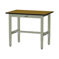 軽量作業台/耐荷重200kg 高さ調整固定式 ポリエステル天板 ワークテーブル300シリーズ 幅900×奥行600×高さ600から900mm SWPA−960−MG 天板木目柄×脚グリーン 1台