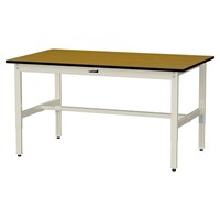 軽量作業台/耐荷重200kg 高さ調整固定式 ポリエステル天板 ワークテーブル300シリーズ 幅1500×奥行900×高さ600から900mm SWPA−1590−MI 天板木目柄×脚アイボリー 1台