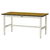 軽量作業台/耐荷重200kg 高さ調整固定式 ポリエステル天板 ワークテーブル300シリーズ 幅1500×奥行750×高さ600から900mm SWPA−1575−MI 天板木目柄×脚アイボリー 1台