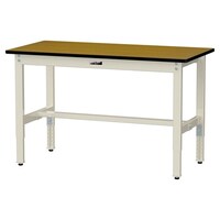 軽量作業台/耐荷重200kg 高さ調整固定式 ポリエステル天板 ワークテーブル300シリーズ 幅1200×奥行600×高さ600から900mm SWPA−1260−MI 天板木目柄×脚アイボリー 1台