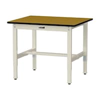 軽量作業台/耐荷重200kg 高さ調整固定式 ポリエステル天板 ワークテーブル300シリーズ 幅900×奥行750×高さ600から900mm SWPA−975−MI 天板木目柄×脚アイボリー 1台