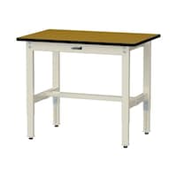 軽量作業台/耐荷重200kg 高さ調整固定式 ポリエステル天板 ワークテーブル300シリーズ 幅900×奥行600×高さ600から900mm SWPA−960−MI 天板木目柄×脚アイボリー 1台