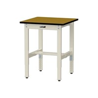 軽量作業台/耐荷重200kg 高さ調整固定式 ポリエステル天板 ワークテーブル300シリーズ 幅600×奥行600×高さ600から900mm SWPA−660−MI 天板木目柄×脚アイボリー 1台