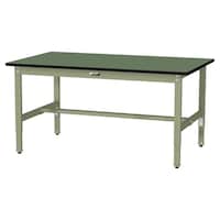 軽量作業台/耐荷重200kg 高さ調整固定式 塩ビシート天板 ワークテーブル300シリーズ 幅1500×奥行900×高さ600から900mm SWRA−1590−GG グリーン 1台