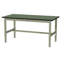 軽量作業台/耐荷重200kg 高さ調整固定式 塩ビシート天板 ワークテーブル300シリーズ 幅1500×奥行750×高さ600から900mm SWRA−1575−GG グリーン 1台